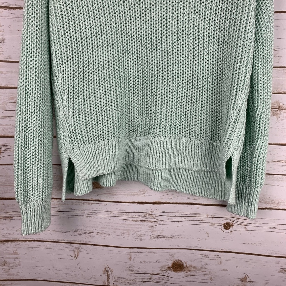 Lou & Grey medium high low sweater green crew neck - Picture 3 of 8